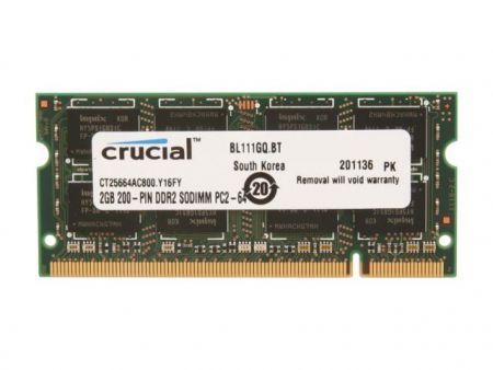 Ram Laptop Crucial Micron 2GB DDR2 800MHz PC2-6400 1.8V Sodimm