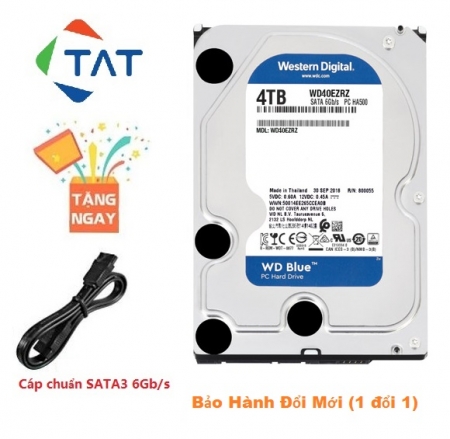 Ổ Cứng HDD WD Blue 4TB 3.5 inch SATA 6.0Gb/s Chính Hãng - Bảo hành 24 tháng 1 đổi 1