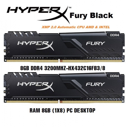 Ram Kingston HyperX Fury Black 8GB DDR4 3200MHz Chính Hãng Bảo Hành 36 Tháng