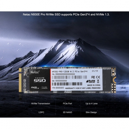 Ổ Cứng SSD Netac 128GB M.2 2280 NVMe PCIe N930E Pro Gen3X4