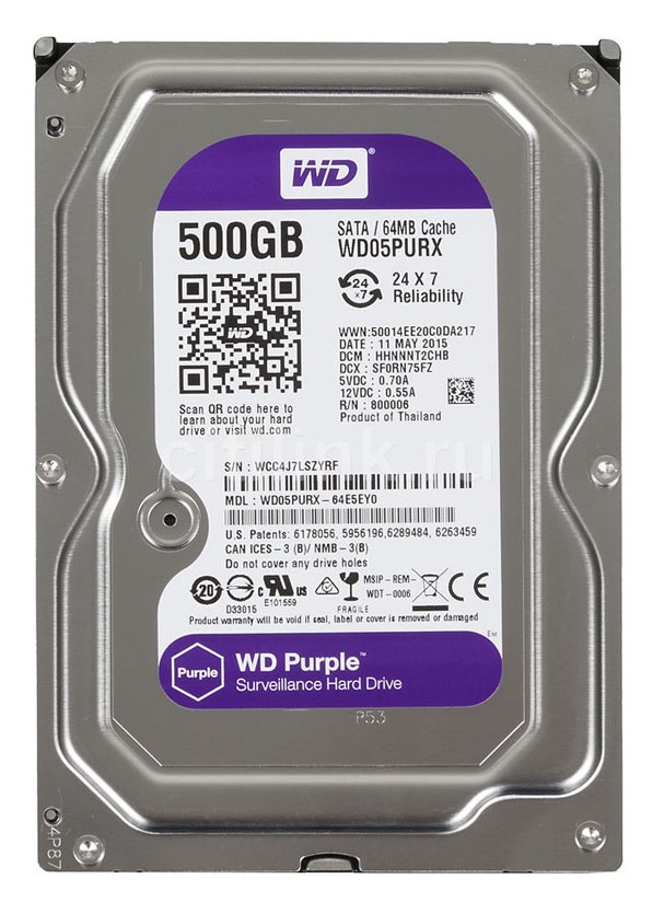 ổ cứng HDD 500GB WD tím Purple 3.5 inch chuyên dụng cho camera