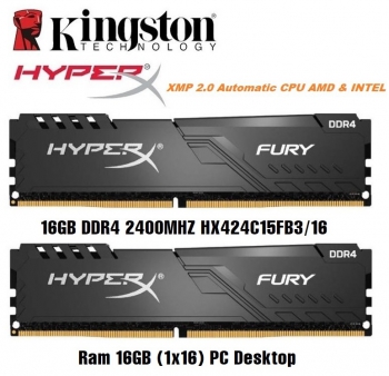 Ram HyperX Fury Black 16GB DDR4 2400MHz PC Desktop (1x16GB)